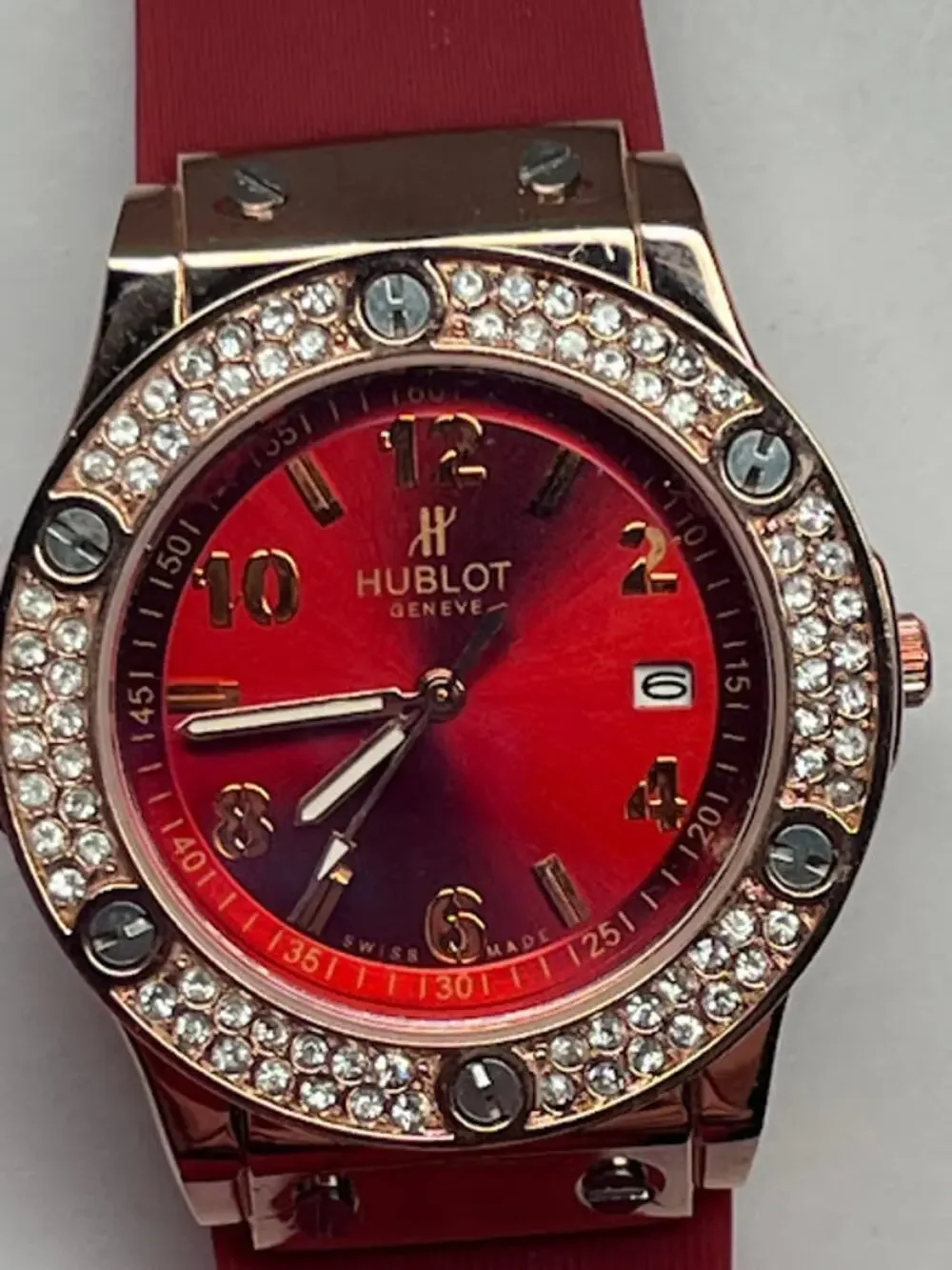 Hublot Fashion Watch Swiss Quartz Big Bang King 37mm Red Dial Crystal Bezel